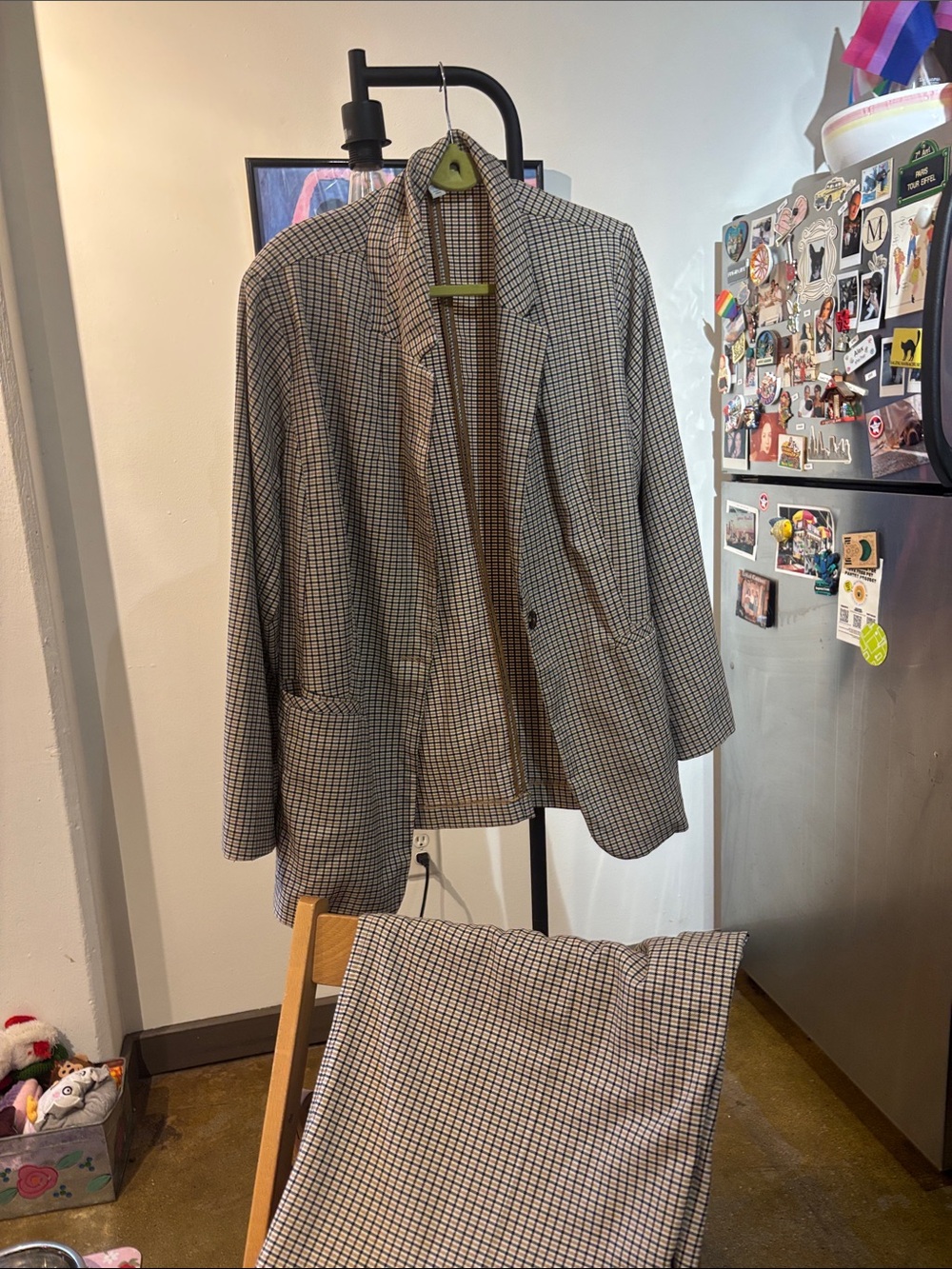 Cato Black, White and Tan Checked Women's Blazer and Pantsuit